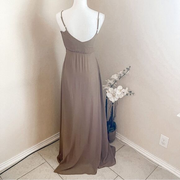 Show Me Your Mumu Faith Brown Dune Chiffon Maxi Bridal Party Dress SZ XS NWOT - Picture 5 of 11
